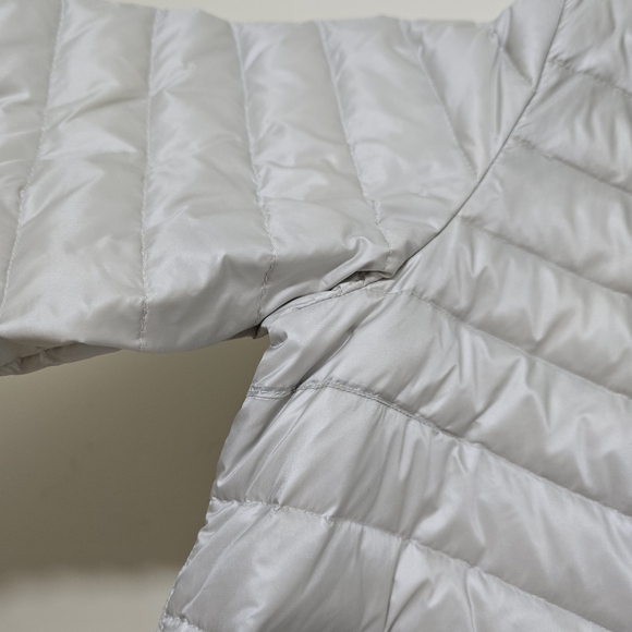 SOSKEN BEV Sz 3 (L) Lightweight Down Filled Grey Puffer Jacket Peplum Hem Luxury - Picture 9 of 16